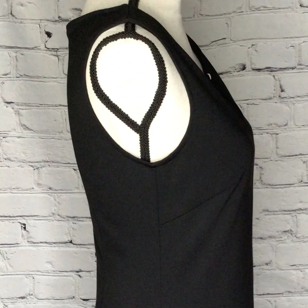Banana Republic Factory Black Sleeveless Body Contour Dress Front Keyhole 2 NWT